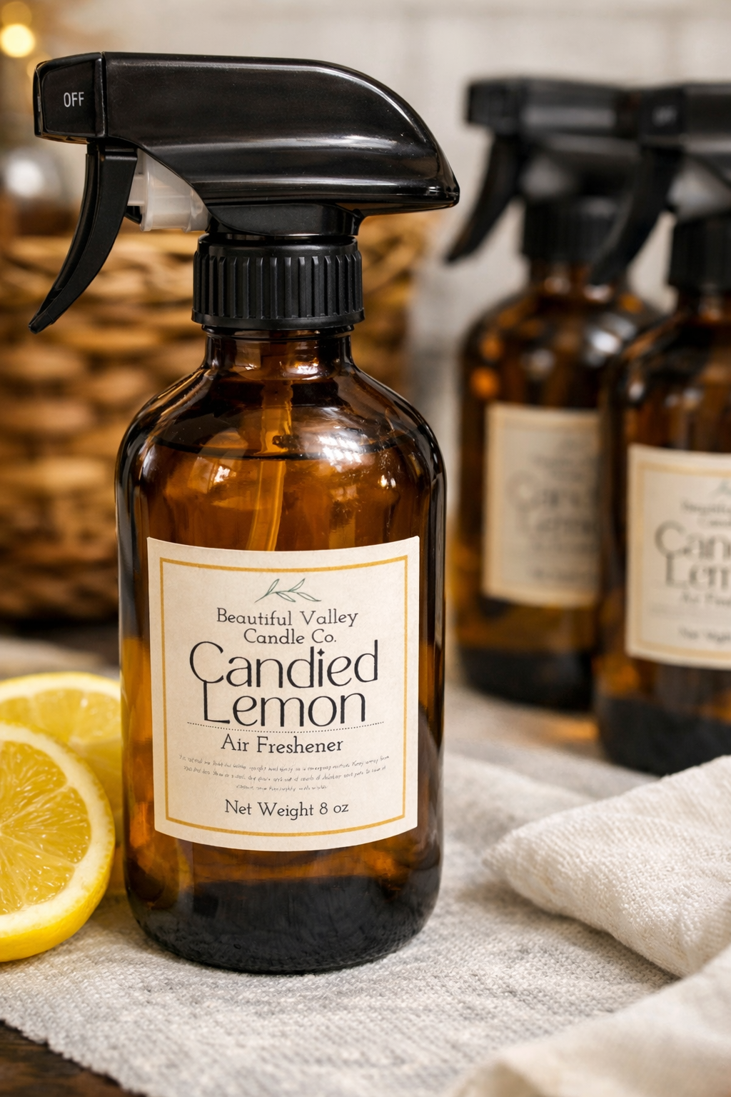 Candied Lemon Air Freshener Spray 8 oz Glass Bottle