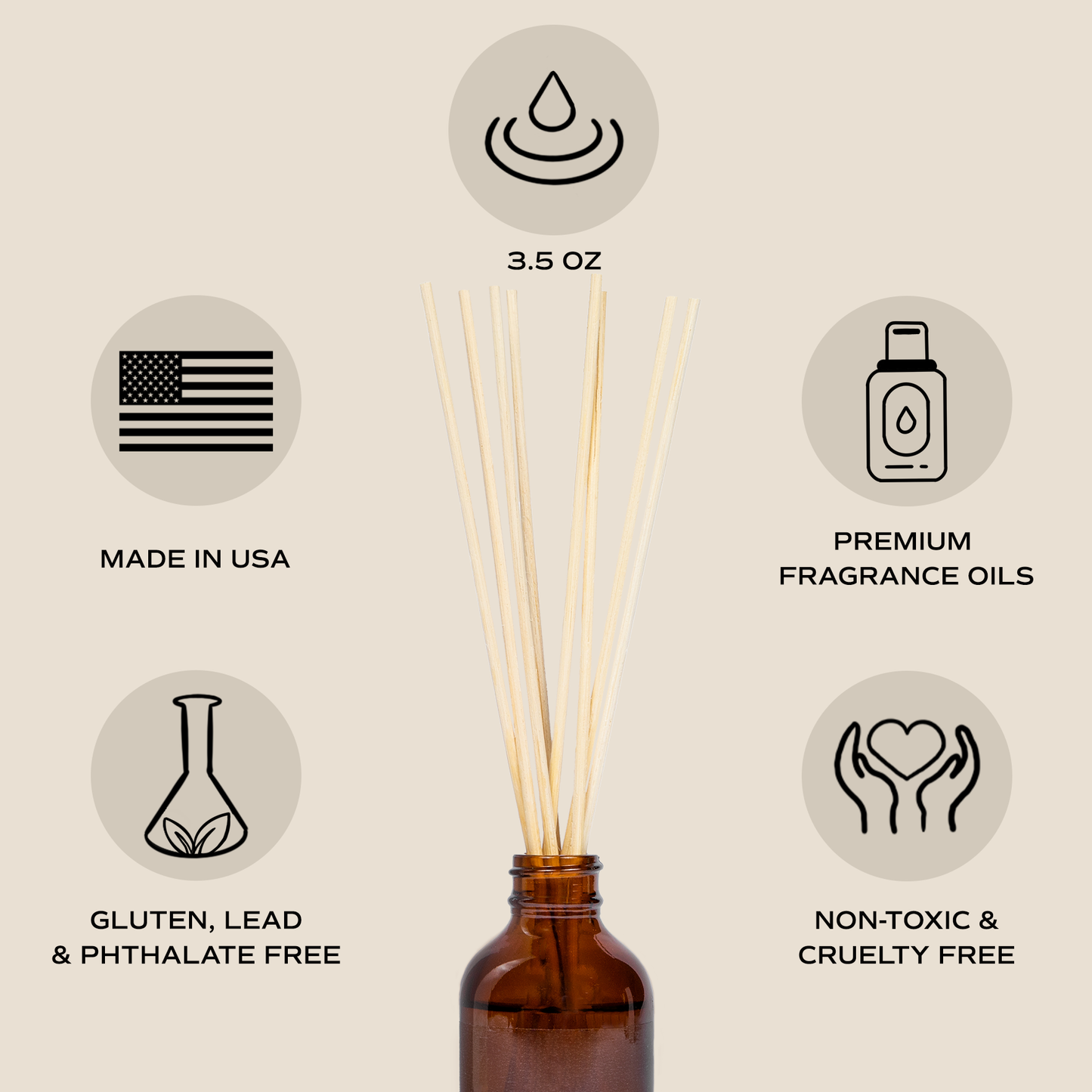 Cashmere and Vanilla Amber Reed Diffuser - Home Decor, Gifts