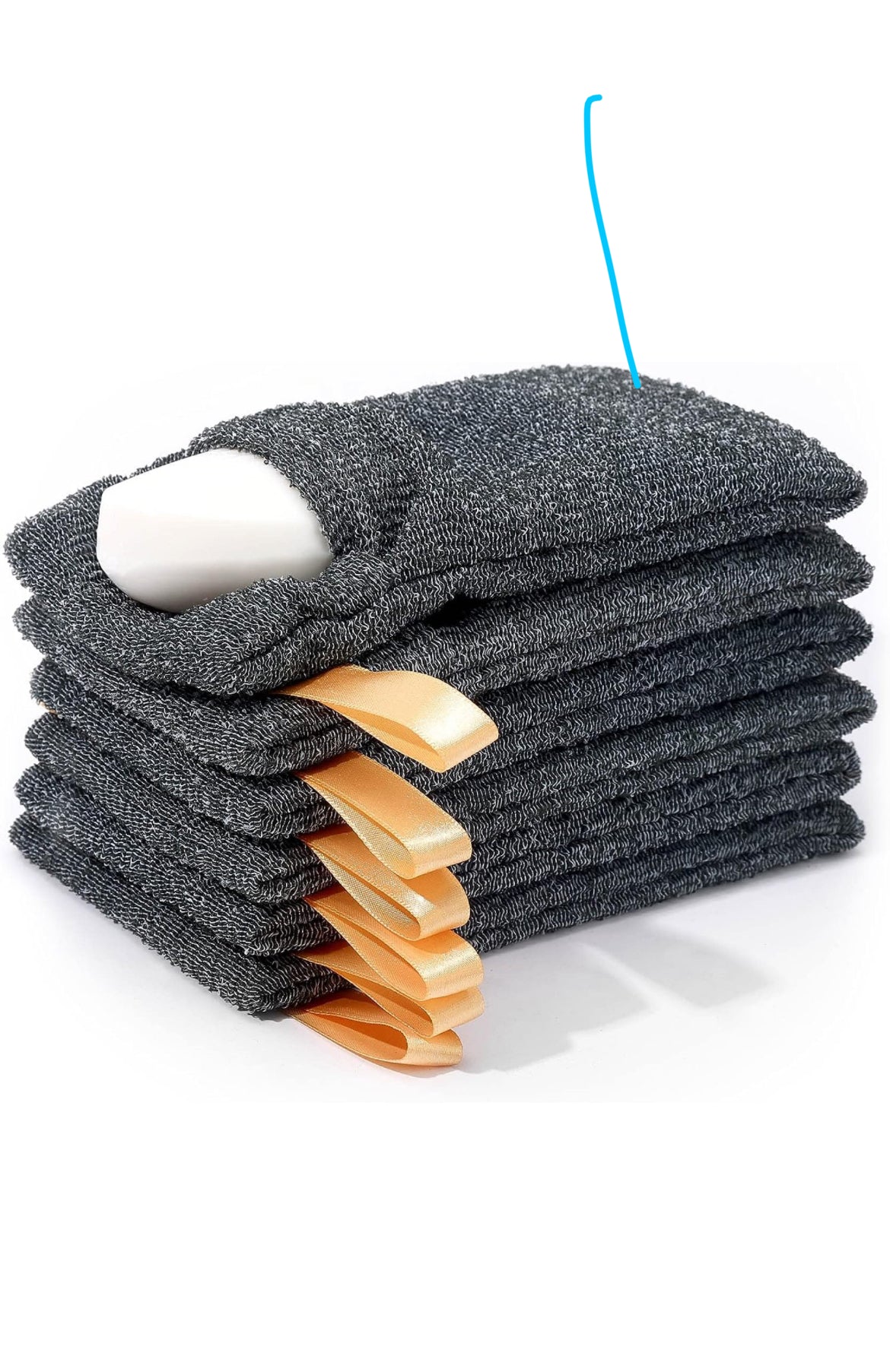 Gray Woven Exfoliating Soap Saver with Wrist Strap